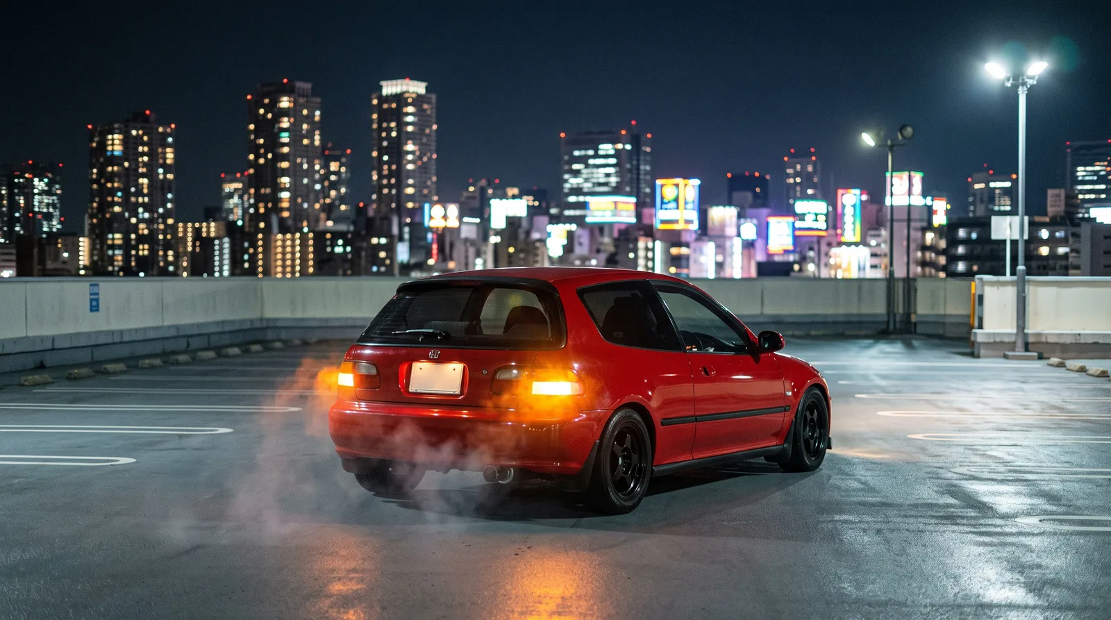 EG6 ชะลอแล้วเปิดไฟฉุกเฉินสองครั้ง ธรรมเนียมคารวะบนถนนญี่ปุ่น